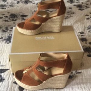 Michael Kors rust suede wedge sandal size 7.5